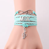 LEATHER WRAP INFINITY LOVE MUSIC BRACELET ( AVAILABLE IN 2 COLORS )